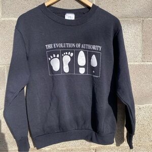 Vintage The Evolution Of Authority Black 90s Comedy Funny Sweatshirt Medium